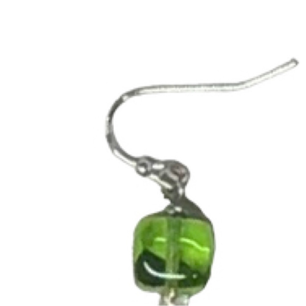 HANDMADE Festive CHRISTMAS TREE Green Czech GLASS Lightbulb Earrings - Picture 4 of 9